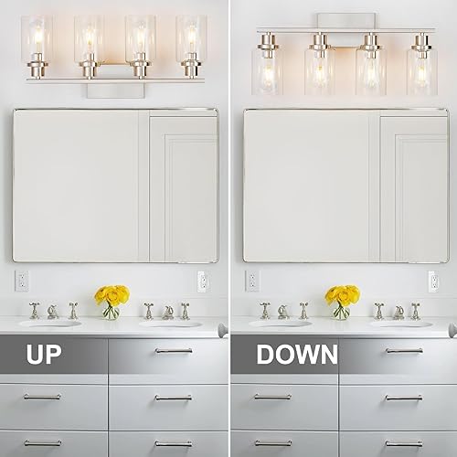 Miniatura 7 de HCCZ 4 lámparas de baño de níquel cepillado, lámpara de tocador sobre espejo, moderna casa de campo, apliques de pared para baño, dormitorio, sala