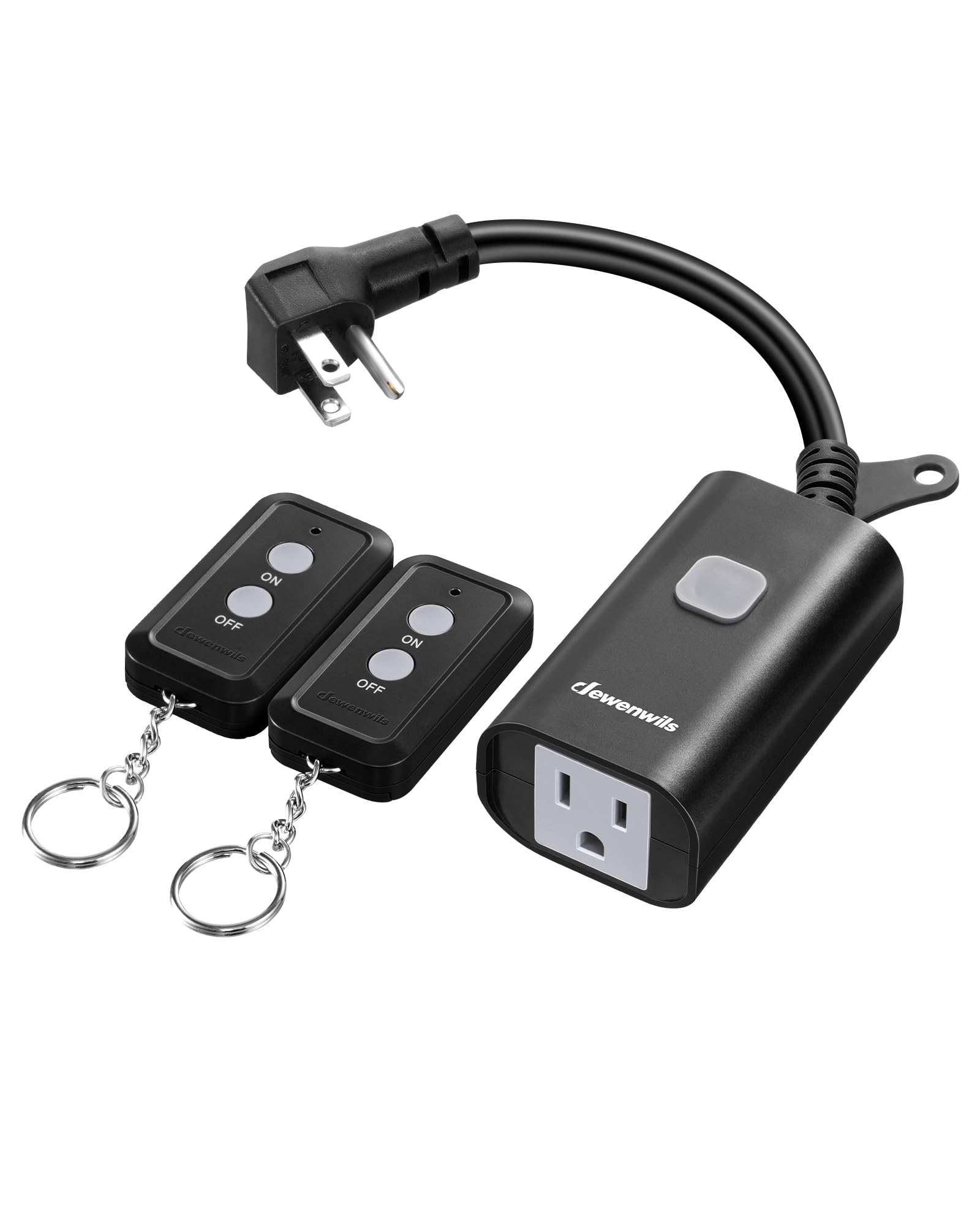 DEWENWILS Outdoor Remote Control Outlet, 15A Wireless Remote Control Switch, 100FT Control Range&14AWG SJTW Power Cord, for Outdoorfor Christmas Light