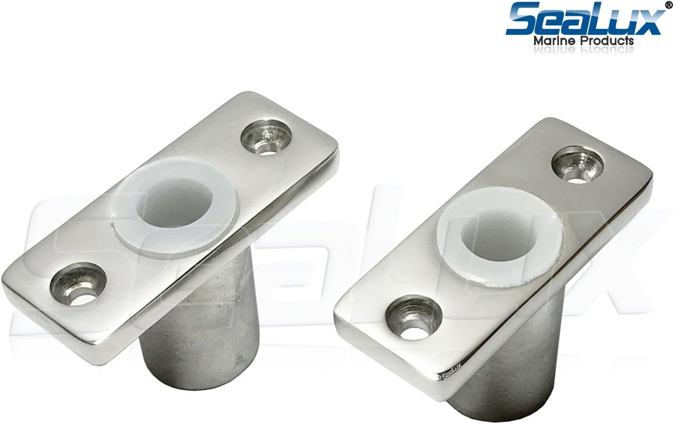 SeaLux Marine 316 Stainless Steel TOP Mount Oarlock Sockets for 1/2" Shank (Pair)