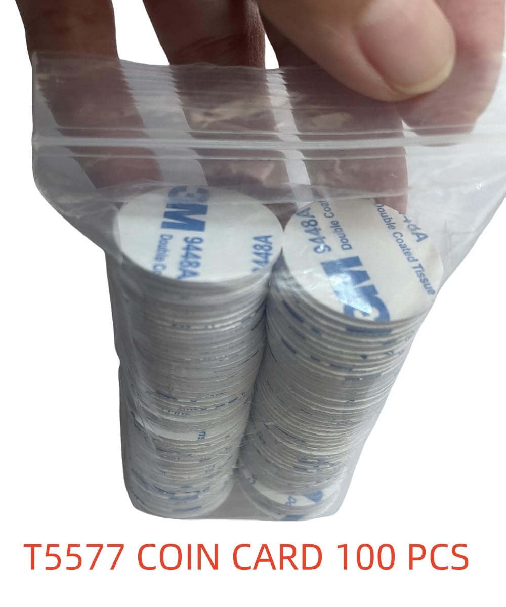 100 Stück wasserdichte RFID-125 kHz T5577 Chip wiederbeschreibbare ID-Münzkarte,3M-Kleber auf der Rückseite