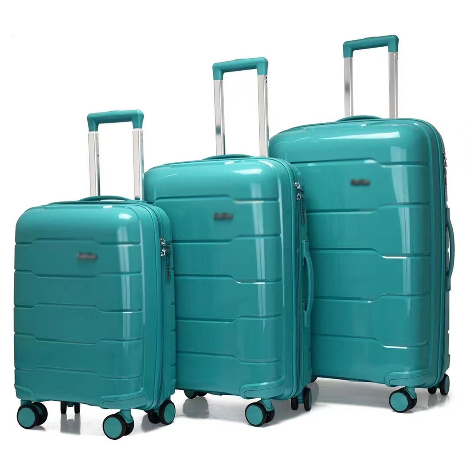 Juego de 3 Piezas de Equipaje, Maleta de Mano Ligera, Juego de Maletas de Equipaje, Palanca de Cambios Ajustable, con Ruedas giratorias para Mujer, Blanco (Azul)