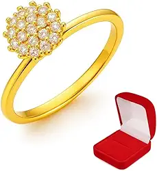 Anel Solitário Debutante 15 Anos ouro 18k banhado chuveirinho