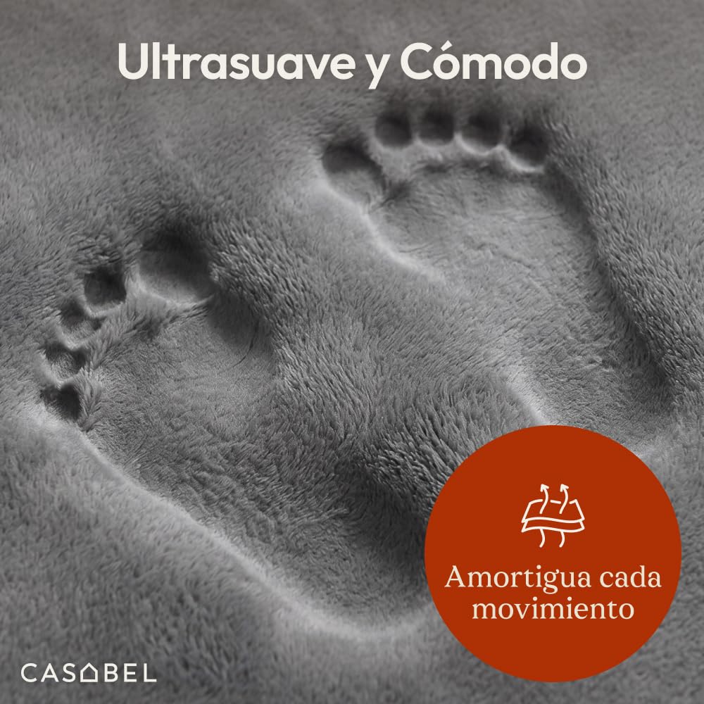 CASABEL Alfombra de Juego para Bebé de Terciopelo Gris 120×120 cm, Gruesa y Suave, Espuma cómoda, Base antideslizante, Fácil de limpiar, Elegante para habitación infantil