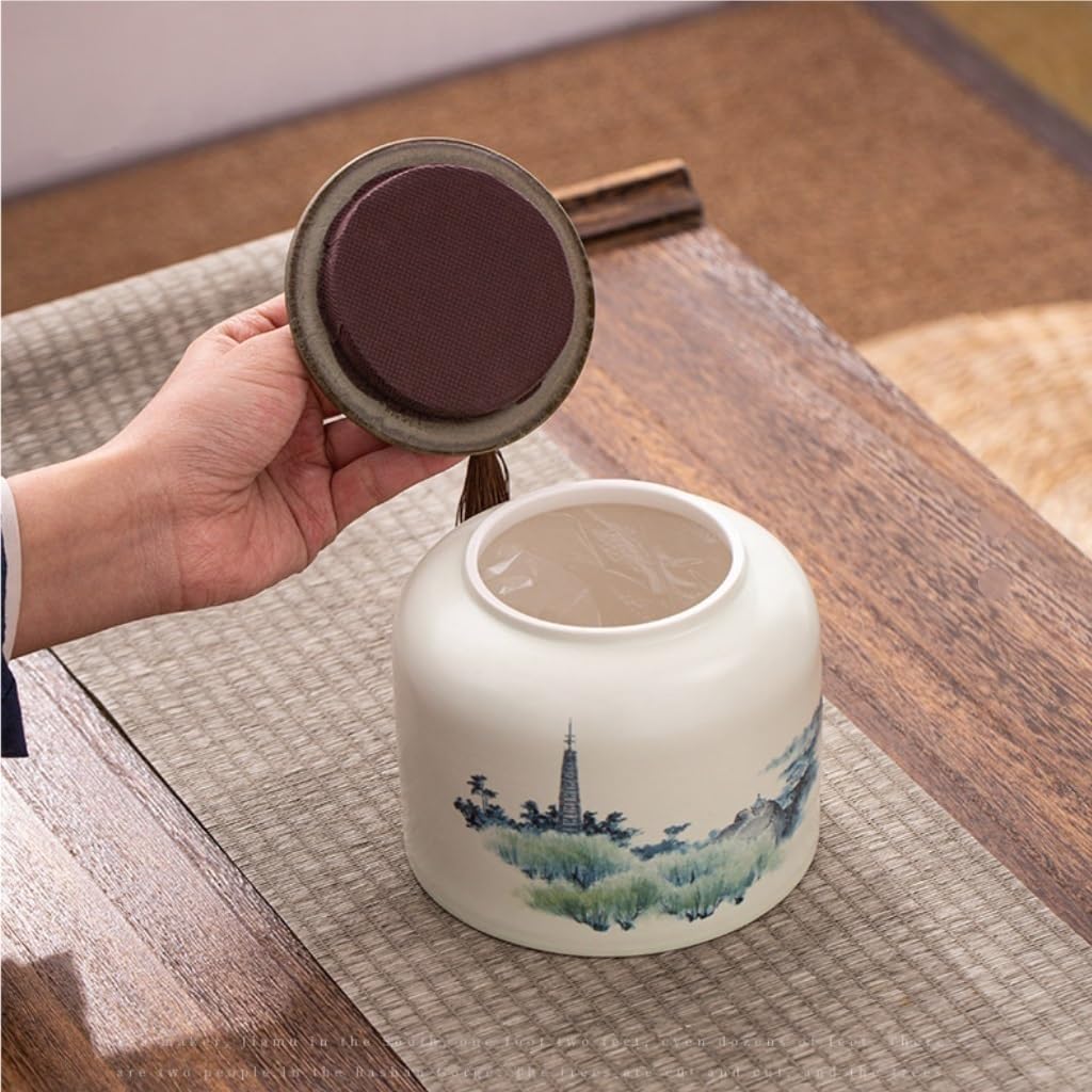 Słoik na cukier Vintage Słoik do przechowywania herbaty luzem, ceramiczny kuchenny uszczelniony słoik z ziarnami kawy, chiński zestaw, opakowanie prezentowe z podwójnym pojemnikiem na herbatę