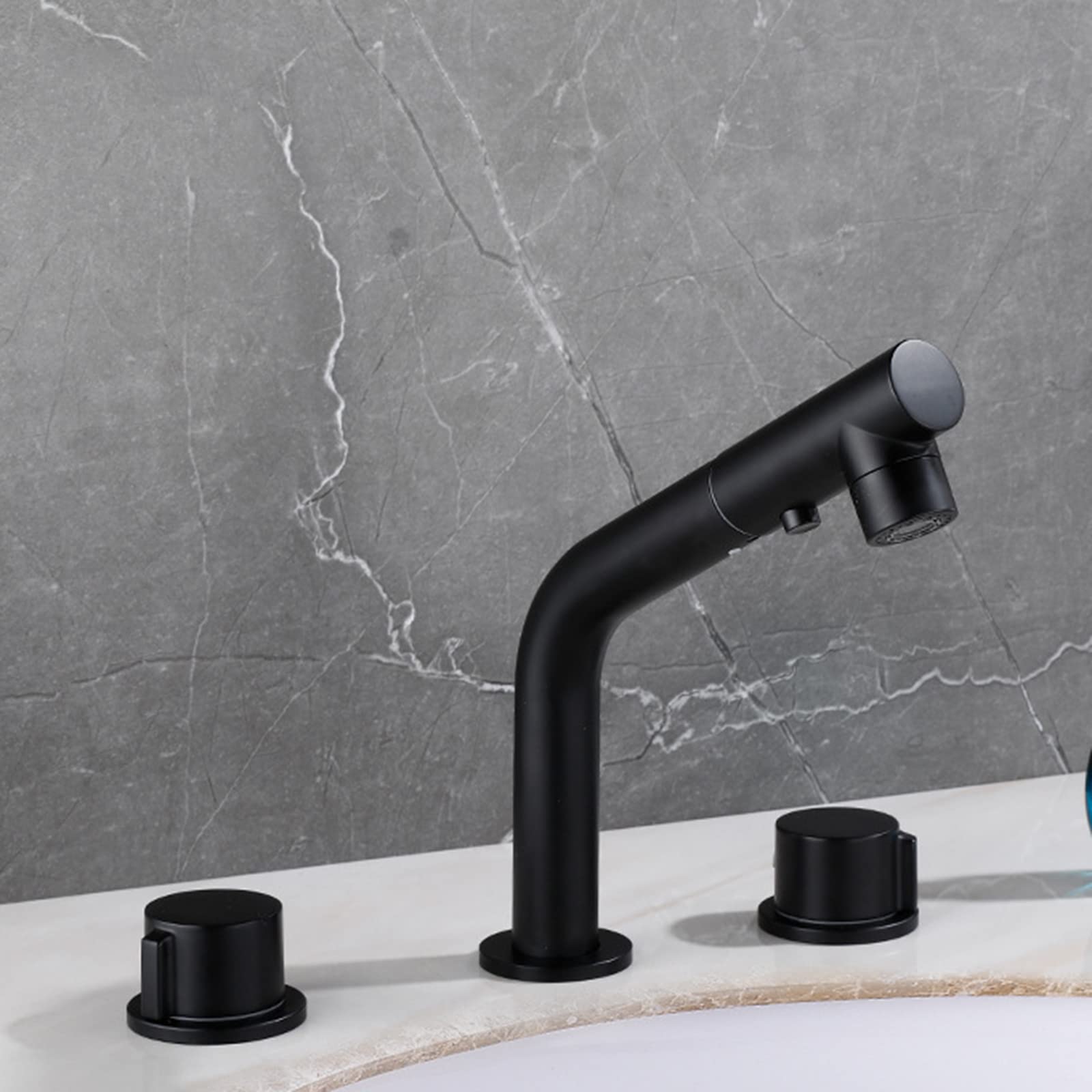 Mitigeur de lavabo extractible noir avec douchette pour la cuisine et salle de bain