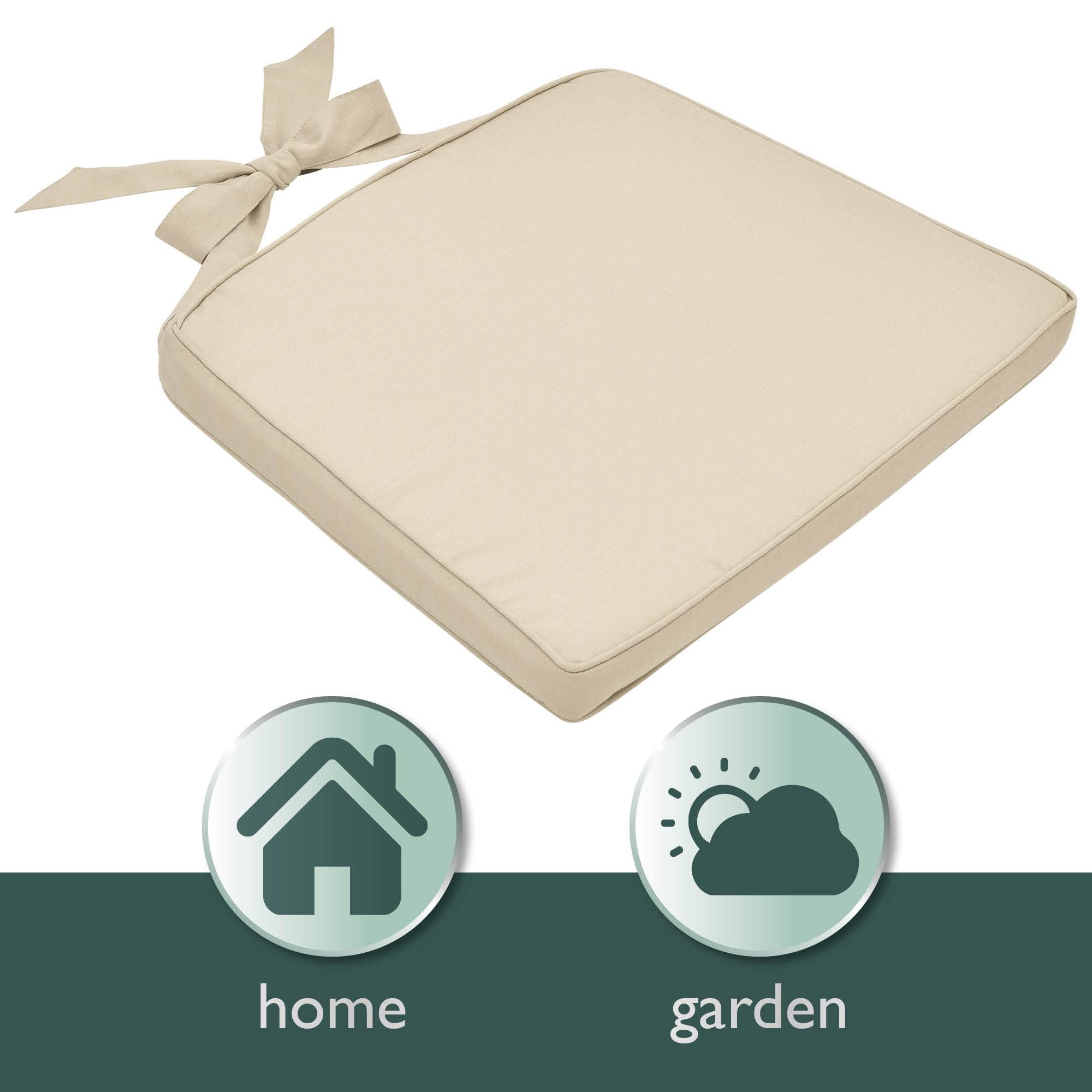 Beautissu Cojines para sillas de Comedor e Jardin Mimbre Lavables | 40-45x40x5cm natural set de 4 asientos con fundas rattan exterior Pia