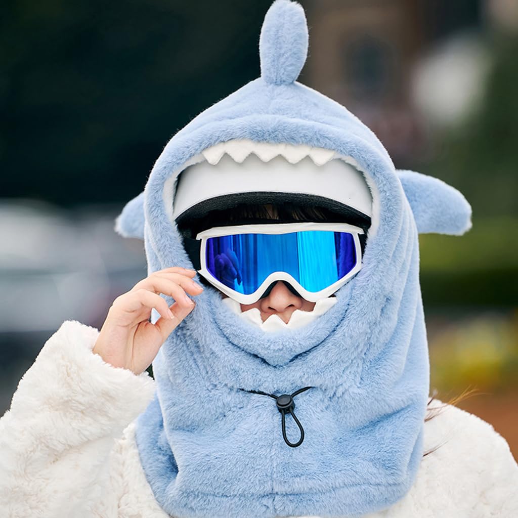 Snow Sports Helmets Cover, Winter Outdoor Sports Ski Helmet Warm Face Cover, Men Women Fun Rides Cartoon Plush Fluffy Scarf Hat for Cold Weather (Helmet Not Included)-A : Sports & Outdoors