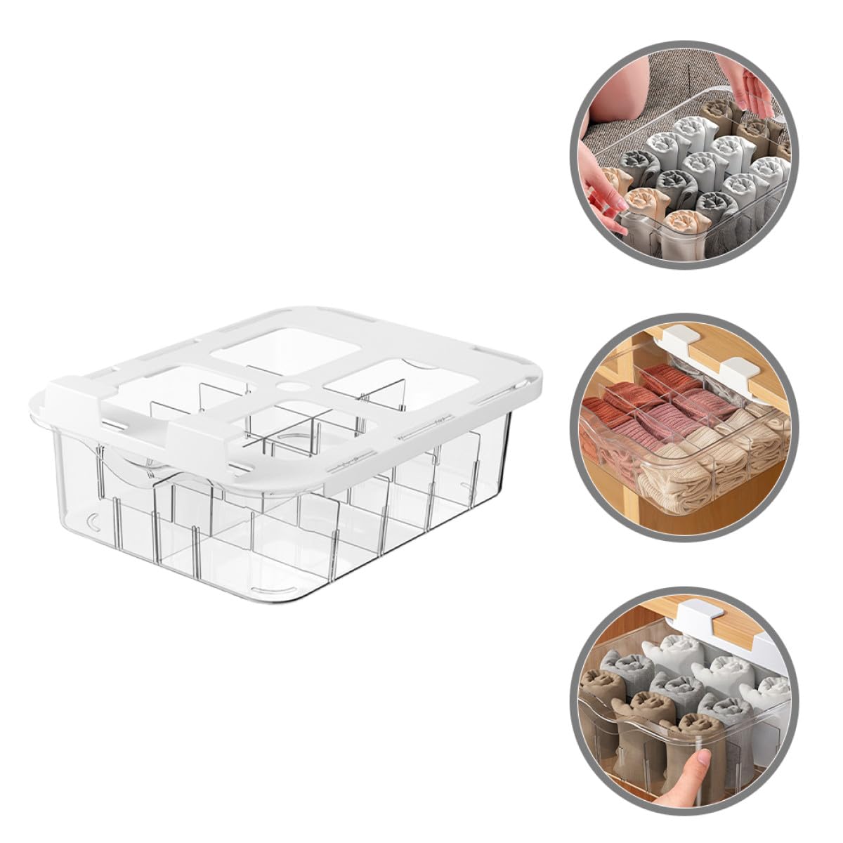 ULTECHNOVO Organizer per Armadio 15 Scomparti in Pet Trasparente, Cassetto Porta Biancheria e Calzini Coperchio Antipolvere la Casa