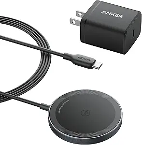 Anker MagSafe Charger Pad, MagGo iPhone 16 Wireless Charging Pad, Qi2 Certified 15W Wireless Charger, Compatible with iPhone 16/16 Plus/16 Pro/16 Pro Max/15/14/13/12 Series (USB-C Adapter Included)