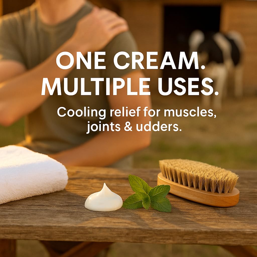 Udder Mint Cream With 35% Japanese Peppermint Oil For Pain & Muscle Relief, 500ml | Super Mint Cooling Menthol Liniment Balm | Milk-Safe, Antibiotic-Free Livestock Cream By VetSet