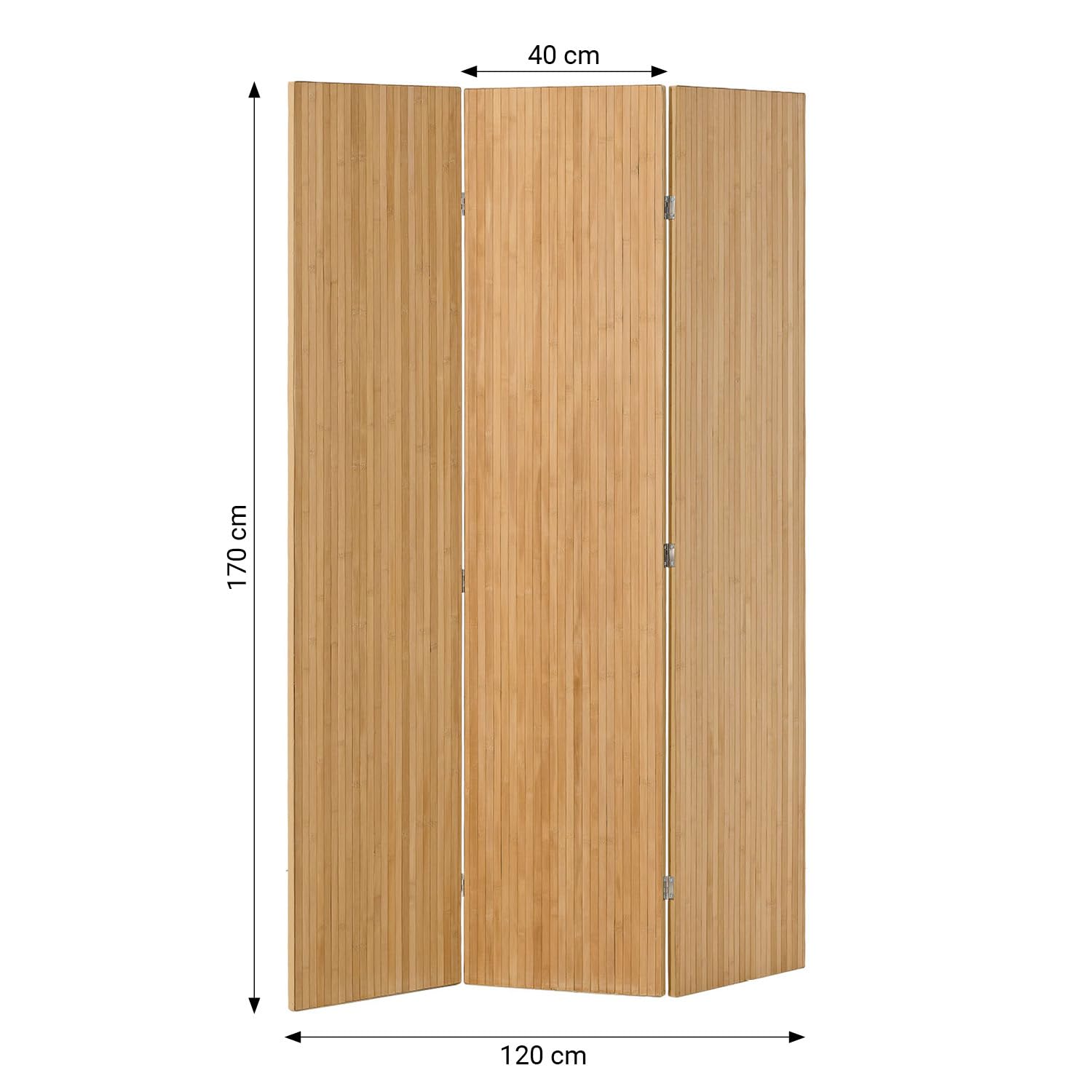 Homestyle4u 3121 parawan z naturalnego drewna bambusowego, ścianka działowa z drewna, wys. x szer.: 170 x 120 cm, ścianka działowa, sypialnia, ochrona przed wzrokiem do salonu, artykuł 3121