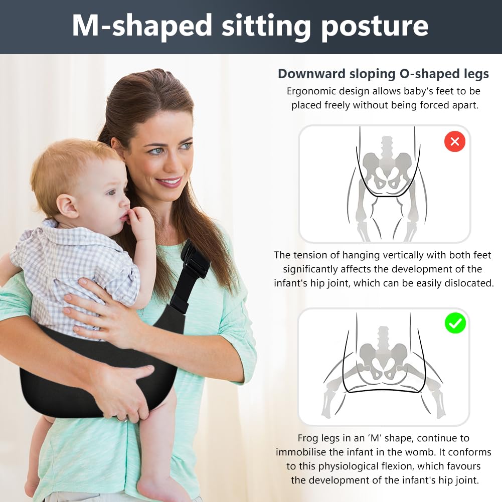 AOOWU Baby Carrier, Baby Sling Carrier, Toddler Carrier, Baby Wrap Carrier with Adjustable Shoulder Straps, Child Sling Baby Side with Shoulder Strap, Baby Sling for Newborns to Toddlers — view 5