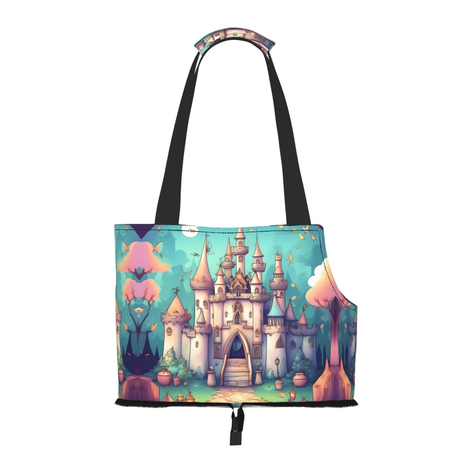 Classical Castle Pet Tote Bag - Waterproof and Wear-Resistant Portable Shoulder Bag for Small Dogs and Puppies