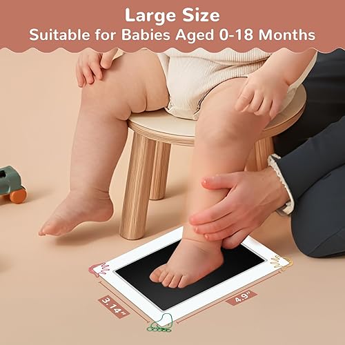 Miniatura 2 de Kit de huellas de manos y pies sin tinta de 6" x 4" tamaño grande para bebé con 4 almohadillas de tinta y 8 tarjetas de impresión de PChero, ideal
