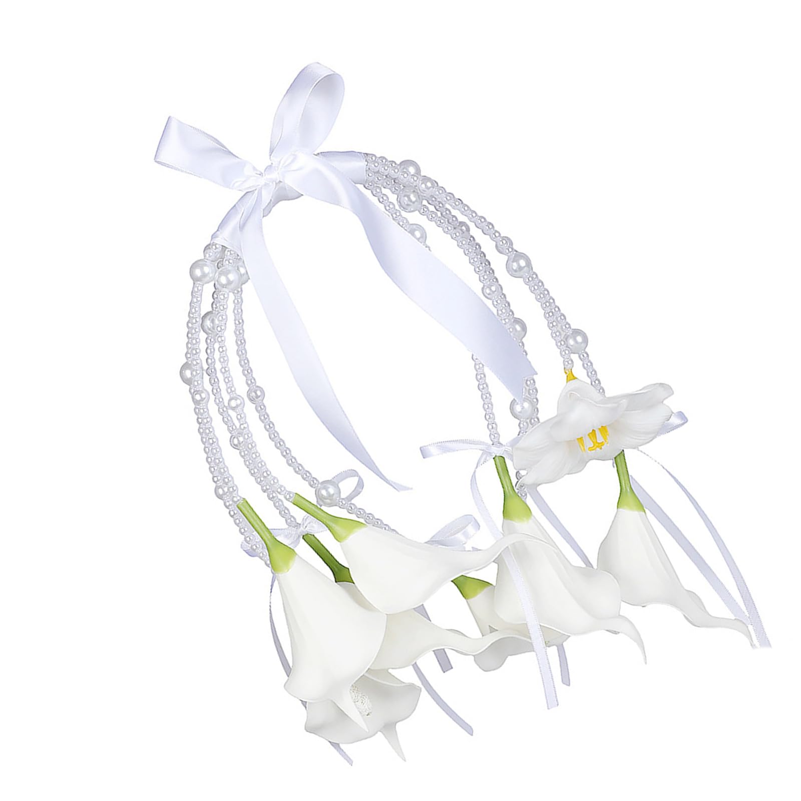 Msioytog Luxurious Wedding Handheld Bouquet Artificial Silk Flower with Beadwork Ribbon Bowknot Design for Ceremony Bridesmaid Wedding Artificial Floral Hoop Wreath