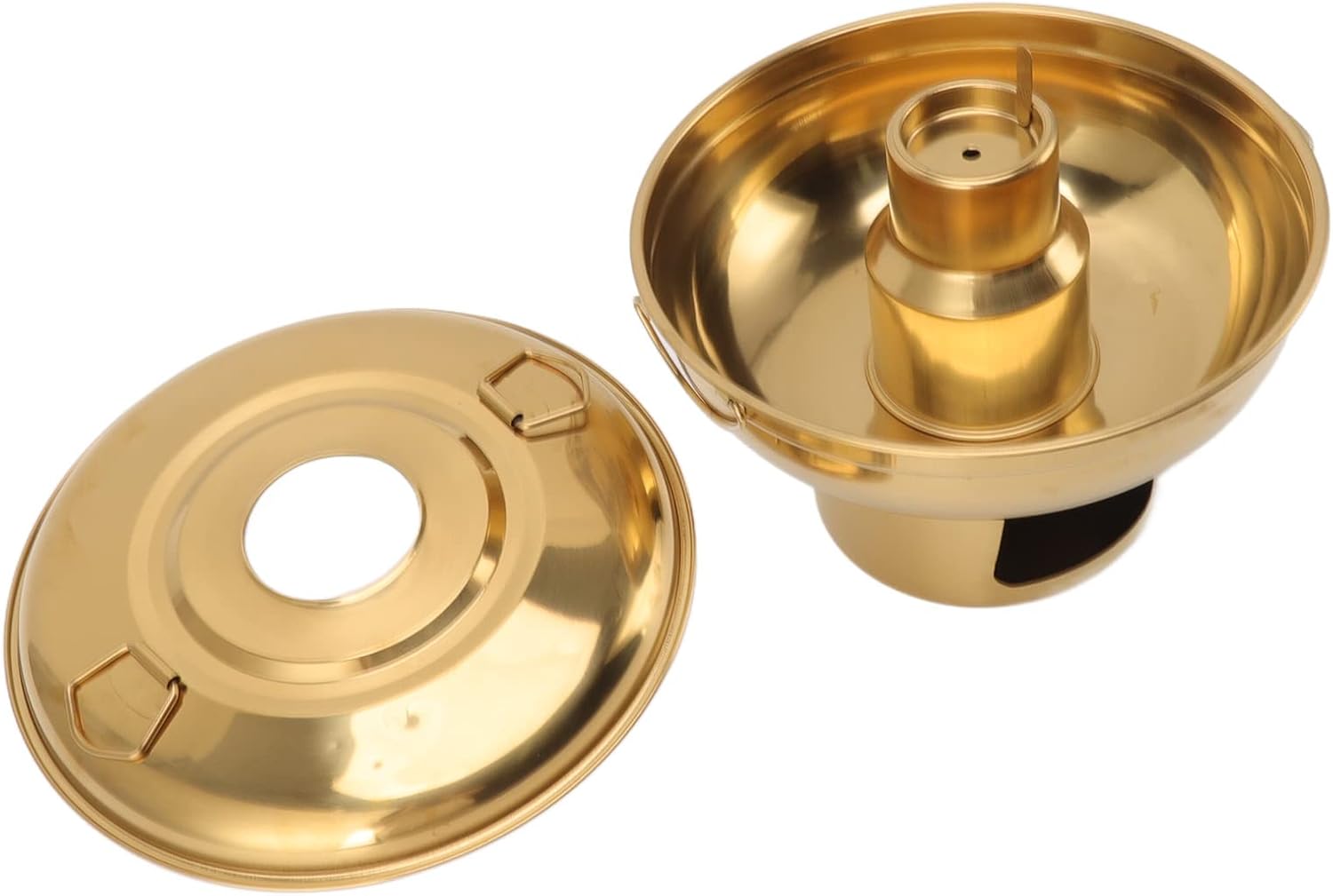 Stainless Steel Charcoal Hot Pot | Portable One Person Pot for Milk Tea/Shabu Shabu/Fondue | Fast Heating & Even Heat Distribution | 712g Lightweight, 9.1x6.7in (Gold)