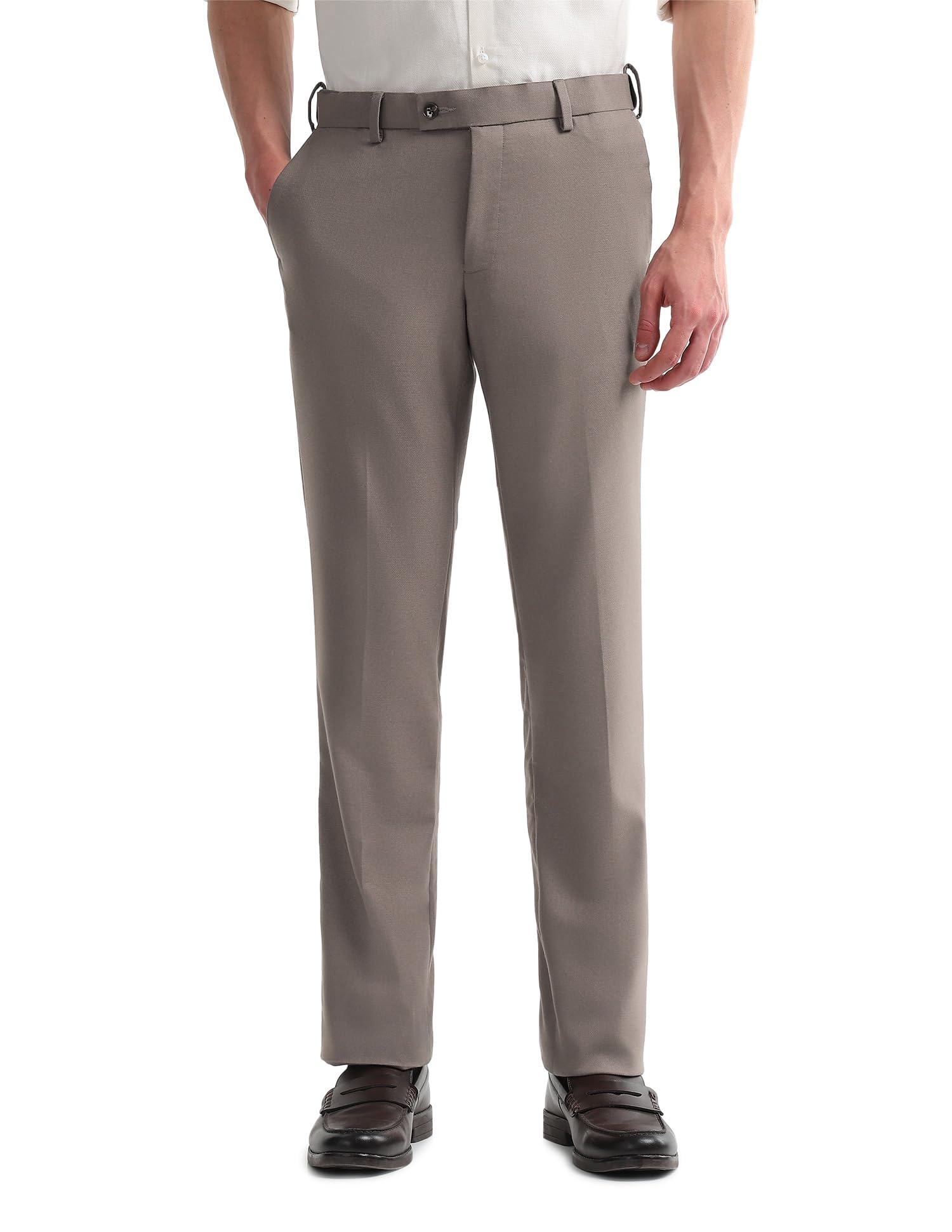arrow Men's Regular Fit Dobby Trousers-picture-36