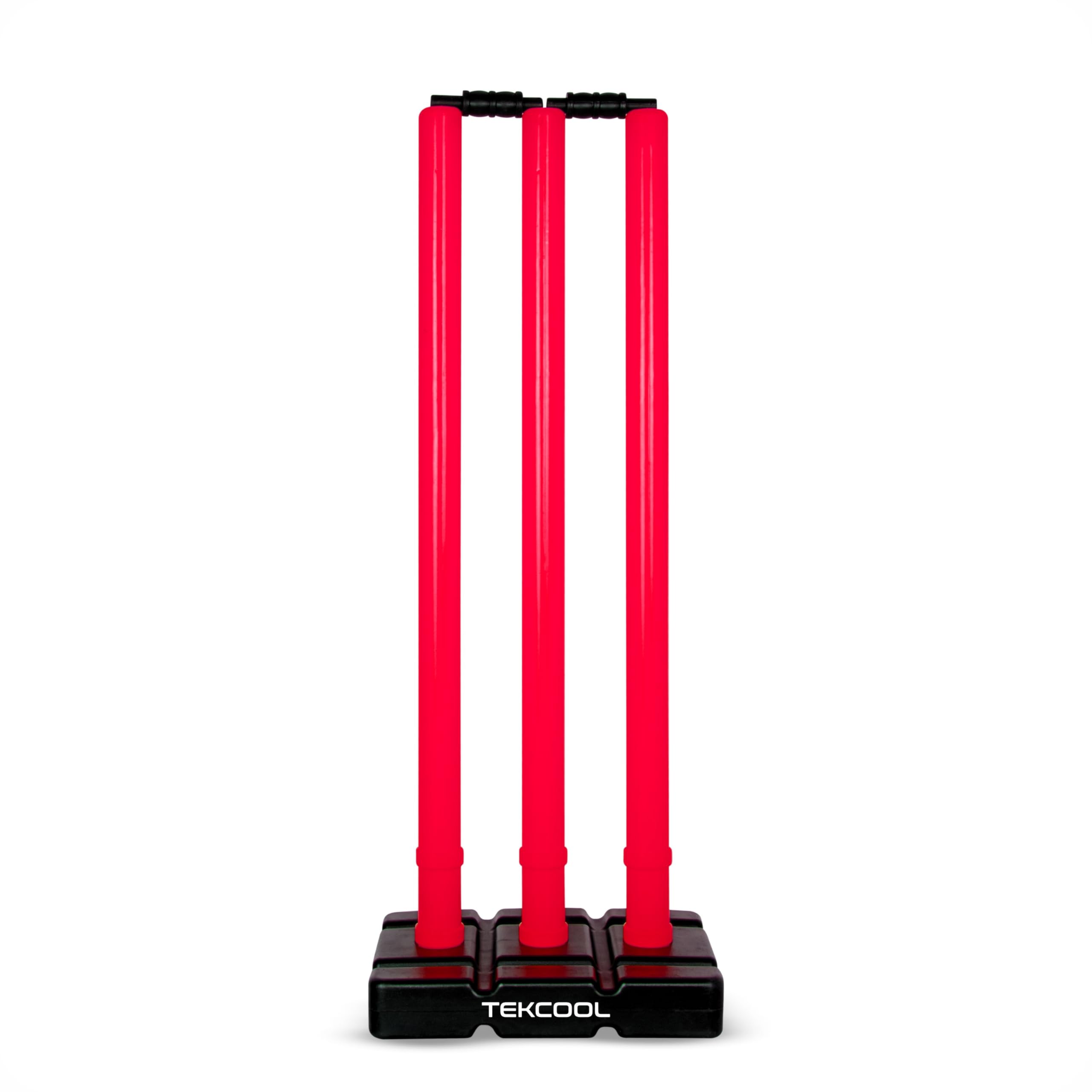 TEKCOOL Cricket Stumps with Stand Cricket Kit Plastic Wickets for Cricket Standard Wickets for Cricket Ground, Match, Tournament Stump with Stand & Bails- Fluorescent Green -3 Plastic Wickets-image-39