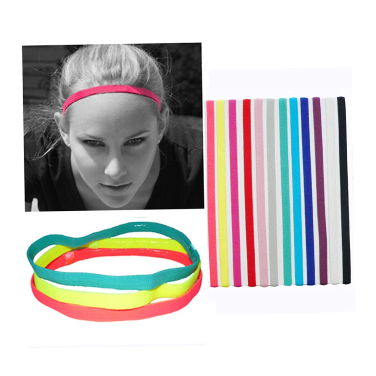 FOMIYES 24piezas Diademas De Yoga Elásticas De Accesorios De Fitness para Cabello para Deportes y Uso Diario