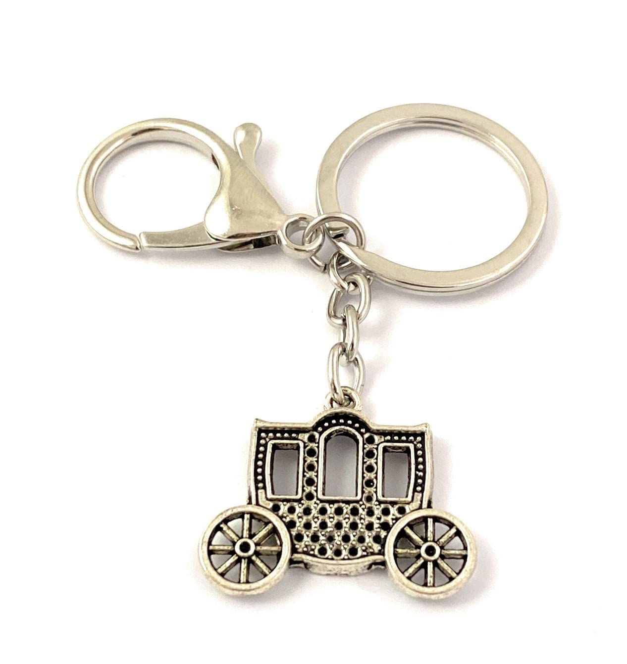 FizzyButton Gifts Royal Princess Carriage keyring key ring and lobster clasp with silver tone charm