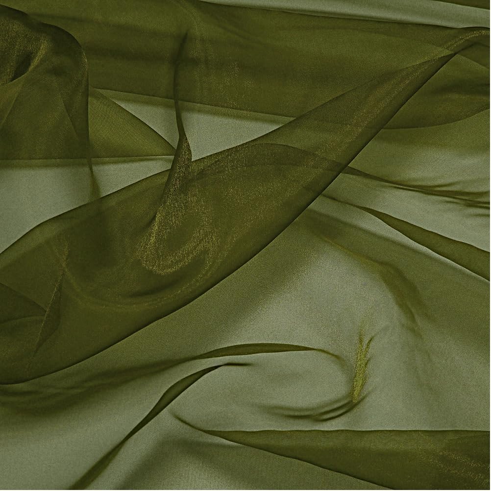 mds Pack of 95 Yards Long Bridal Solid Sheer Organza Fabric Bolt for Wedding Dress, Fashion, Crafts, Decorations, backdrop, Christmas Craft Supplies, Silky Shiny Organza Fabrics 44” Wide- Olive Green
