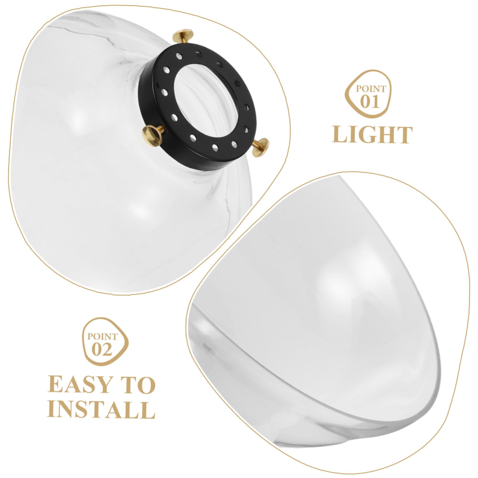 Pantalla de Cristal de Repuesto en Forma de Embudo | Vidrio Soplado a Mano, Resistente al Calor y Fácil de Limpiar, para Casquillo E26/e27 y Rosca de Aluminio
