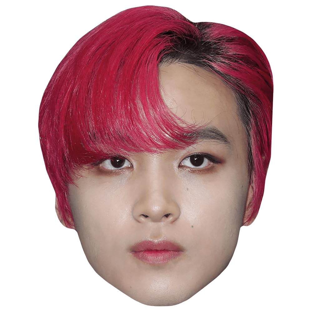 Haechan (Red Hair) Celebrity Mask, Flat Card Face, Fancy Dress Mask