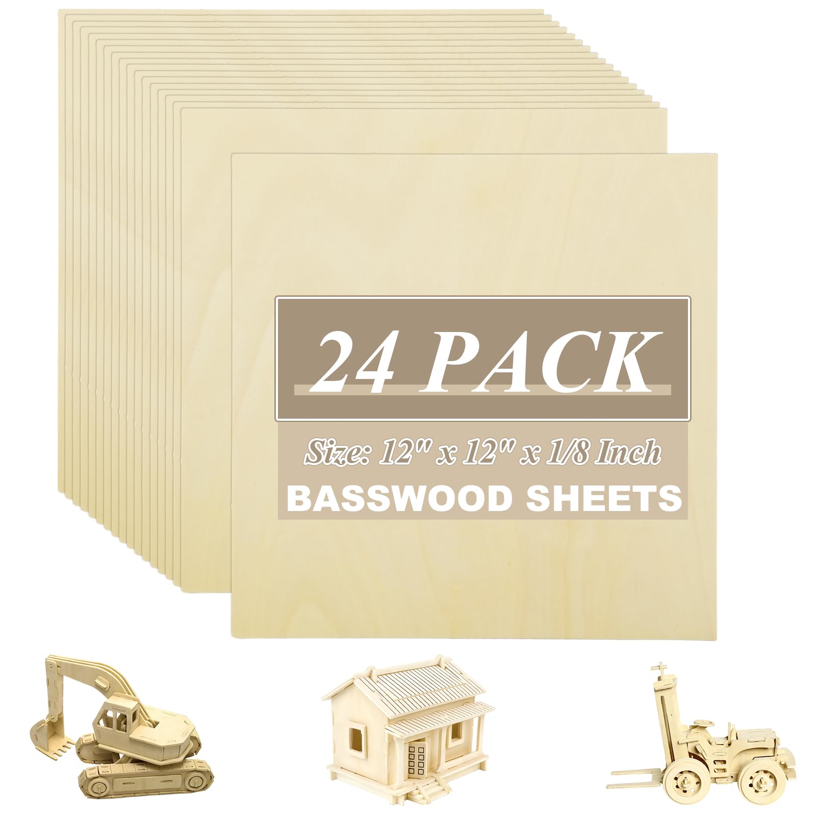12 Pack Basswood Sheets 9x12 Inches, 2mm Thick - For Laser Cutting, Crafts & Models