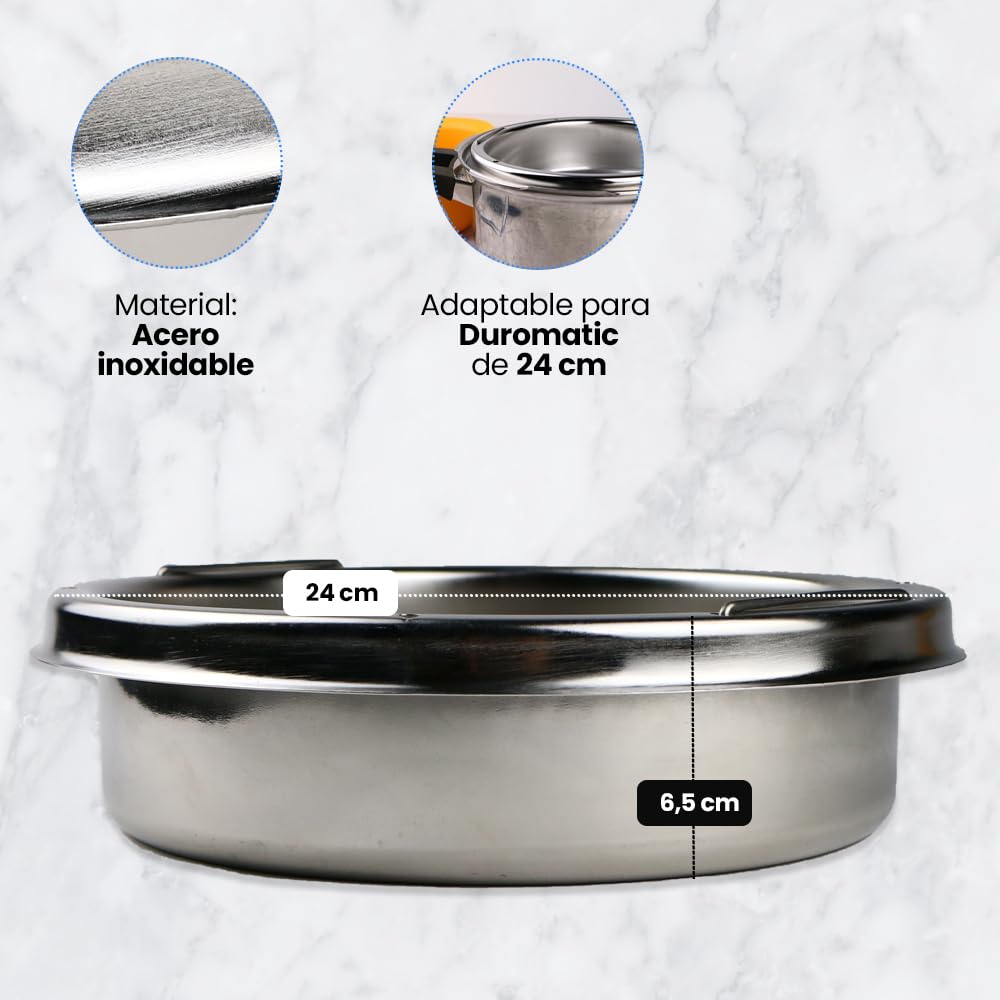 ANAKEL HOME Cestillo de Acero Inoxidable para Cocinar en Olla a Presión Compatible con Duromatic de 24cm | Cesto para Cocinar al Vapor Apto para Lavavajillas