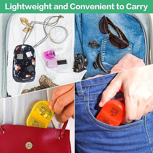 Image of Serfeymi Weekly Travel Pill Organizer 2 Times A Day AM PM Upgraded Rainbow Pill Box 7 Day with Portable Zipper Canvas Pill Case, Medicine Organizer for Pills, Vitamins, Fish Oils - Black 02