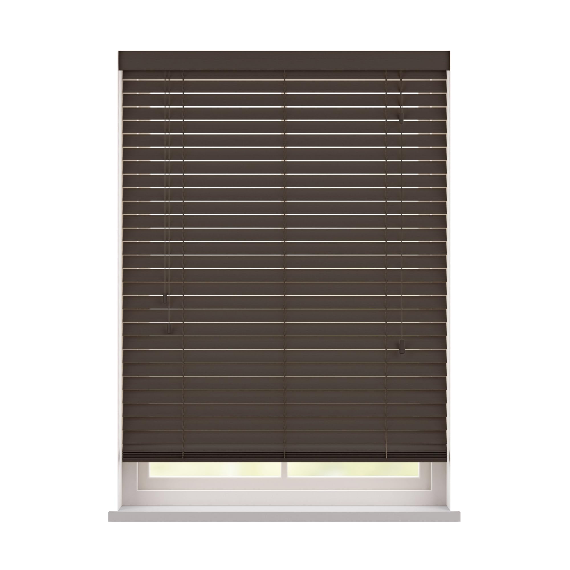 Made to Measure Real Wood Venetian Blind with Strings - Burnt Dark Oak