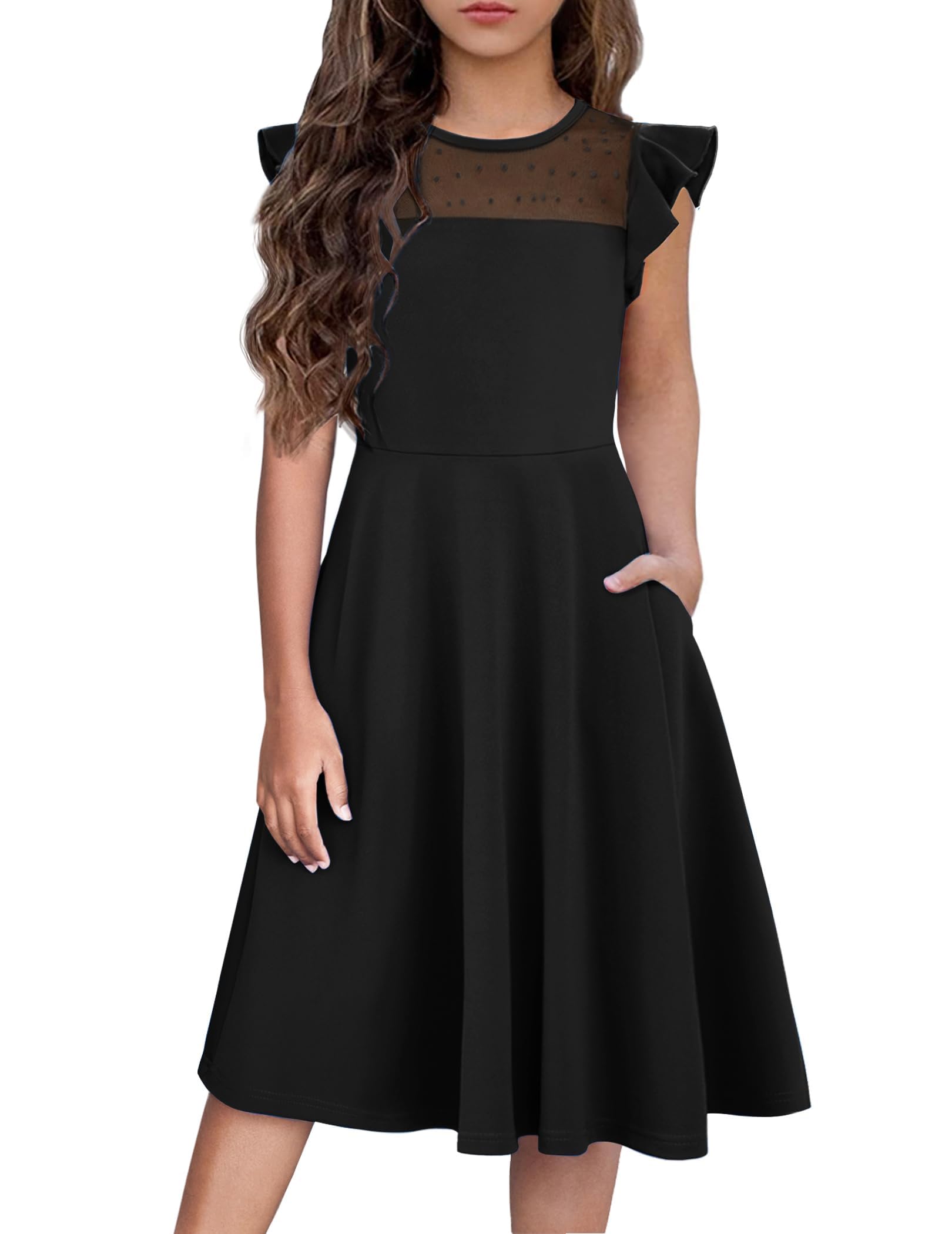 Arshiner girls summer ruffle dress with pockets