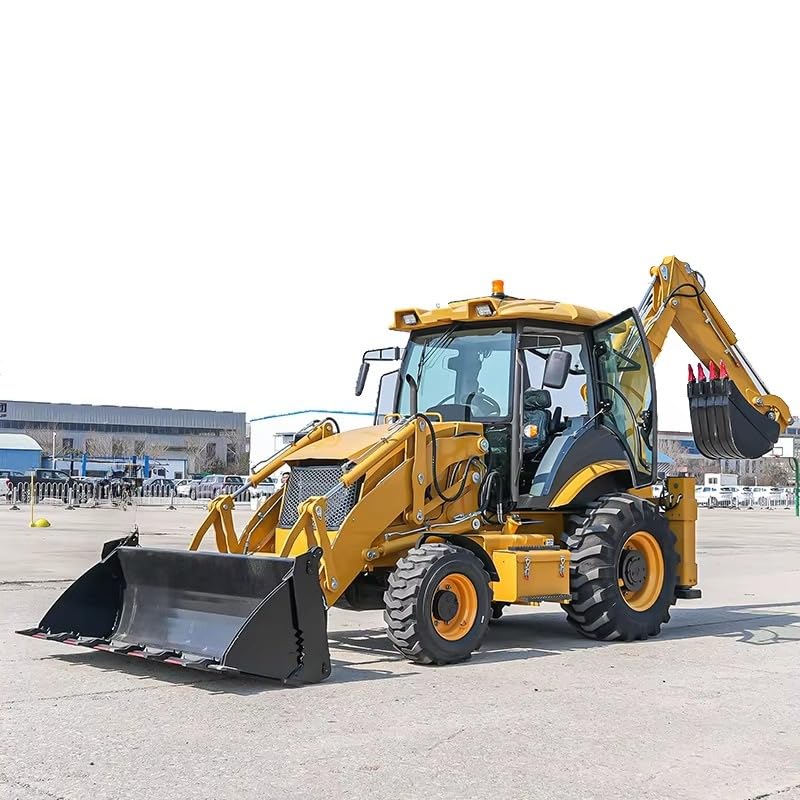 Retroexcavadora compacta para tractor, potente excavación hidráulica y zanjas para sitios de construcción de tierras agrícolas, excavadora industrial versátil con cubo 4 en 1, ideal para pequeños