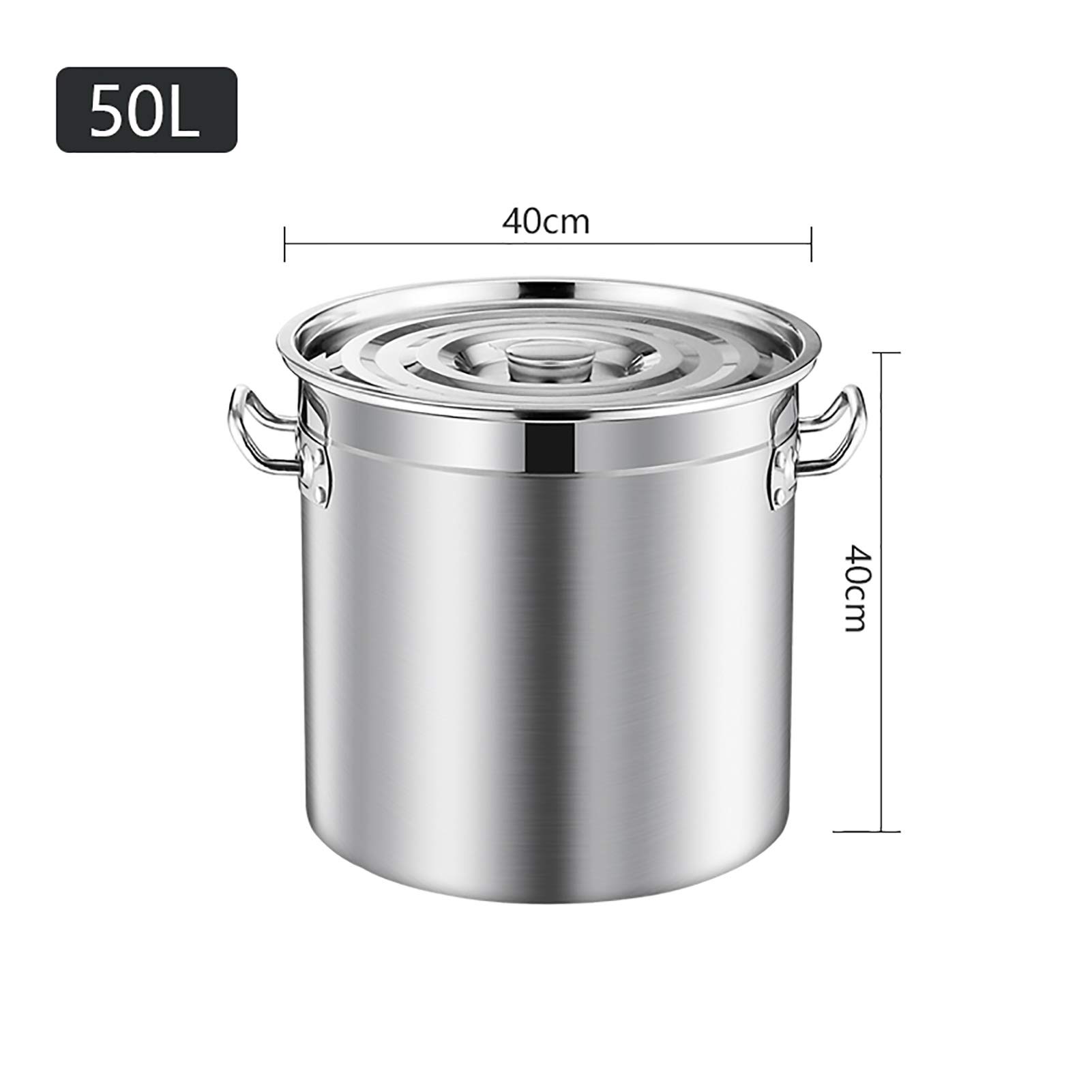 Pentola da Cucina, pentola Grande per brodo, pentola Professionale in Acciaio Inox con Coperchio, pentola Adatta a Diverse fonti di Calore, Argento - 45 cm * 45 cm