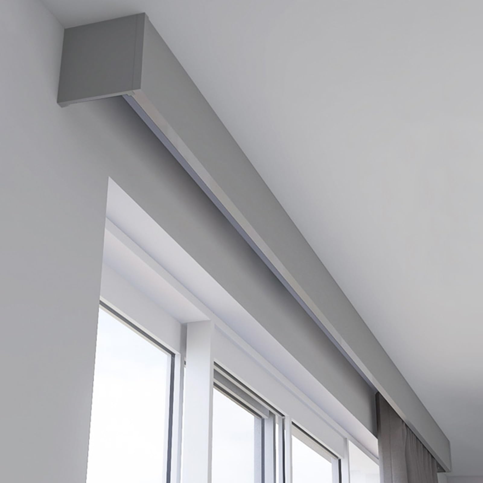 Triple Function Curtain Rail with Valance Attachment Metal Curtain Pelmet for Wall or Ceiling Mount Customizable Window Curtain Track for Living Room or Bedroom Gray 1.8m (5ft) โ image 1