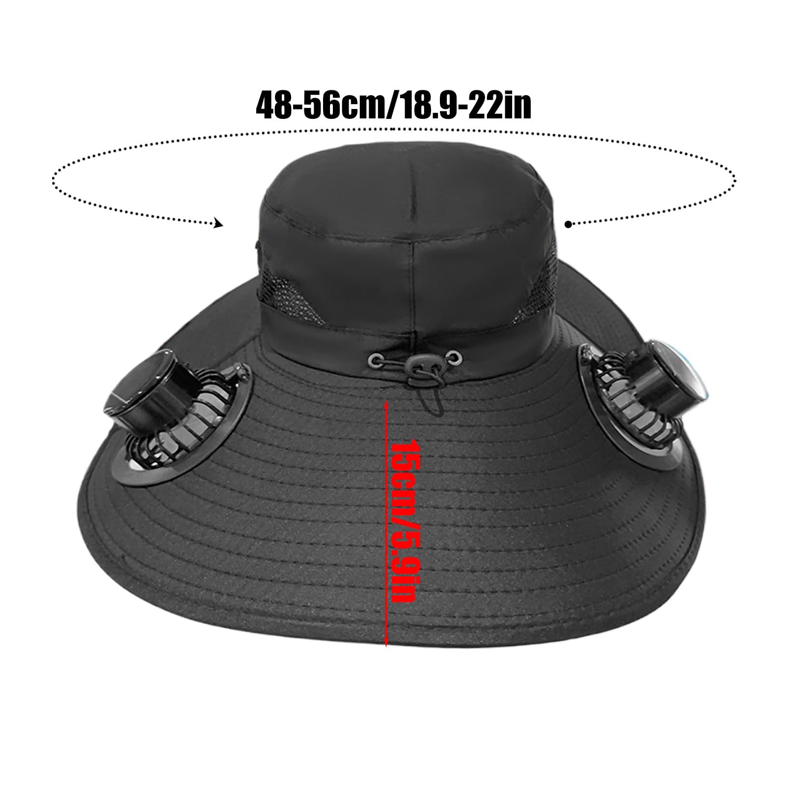 Sombrero Hombre Verano con Ventilador Solar, Gorra Ventilador, 3 Velocidades, USB, ala Ancha Y Resistente a Los Rayos UV, para Actividades Aire Libre, Montañismo, Pesca, Circunferencia: 48-56cm