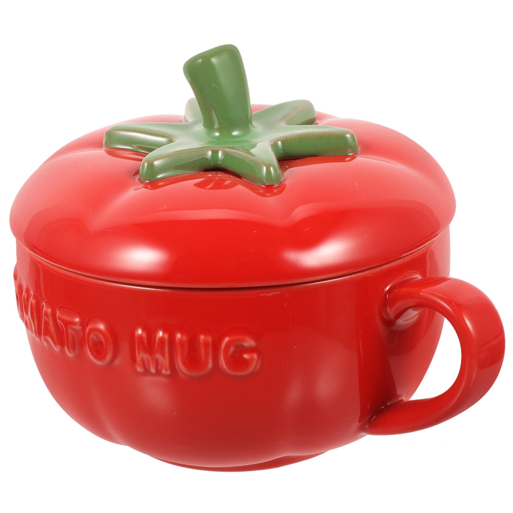 NUOBESTY Keramik Getränkebehälter mit Deckel, Rot, für Kaffee und Oatmeal | Praktisch, Hitzebeständig, Multifunktional, für Café und Büro, Einfache Form, Sauberes Material