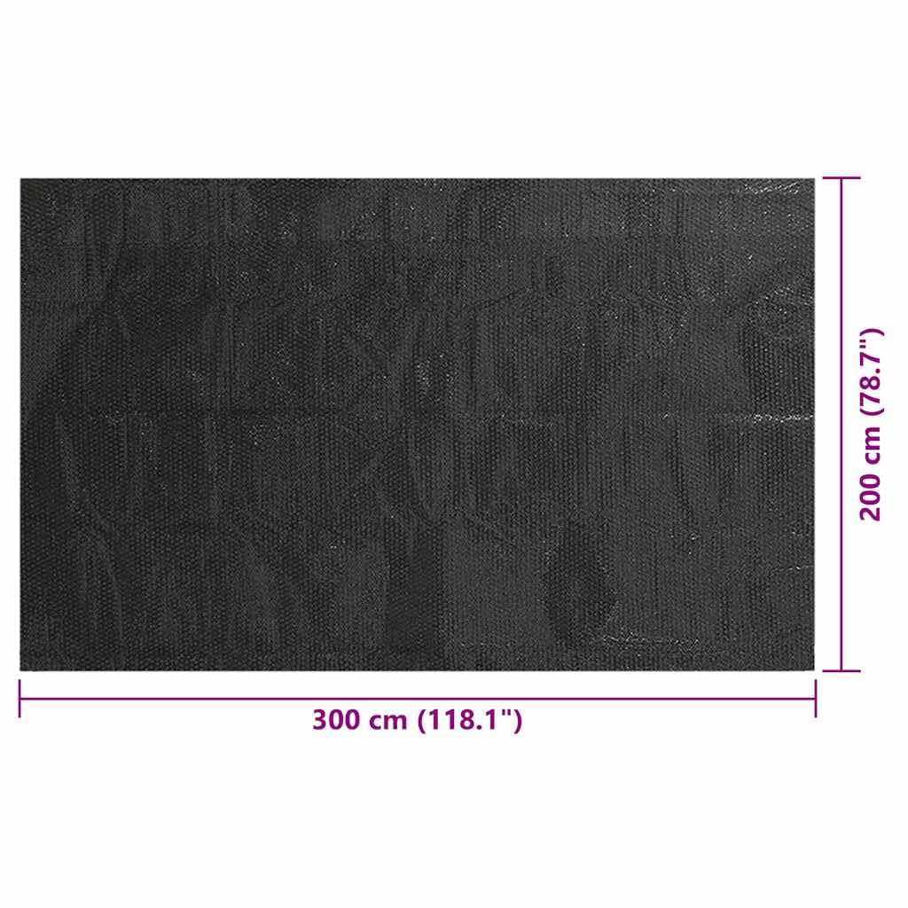 Solarna osłona basenu, czarna, 300 x 200 cm, PE | Redukuje parowanie wody, zmniejsza zużycie środków chemicznych, łatwe dopasowanie, do mniejszych basenów