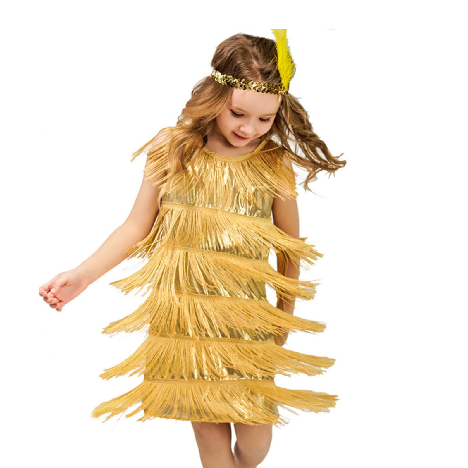 Gonna da Ballo Bambina Abito da Ballo Latine Ragazza Vestito con Frange Bambina Abbigliamento Ballo Bambina Vestito Carnevale Bambino Vestito Danza Bambina Gonna Classica Bambina