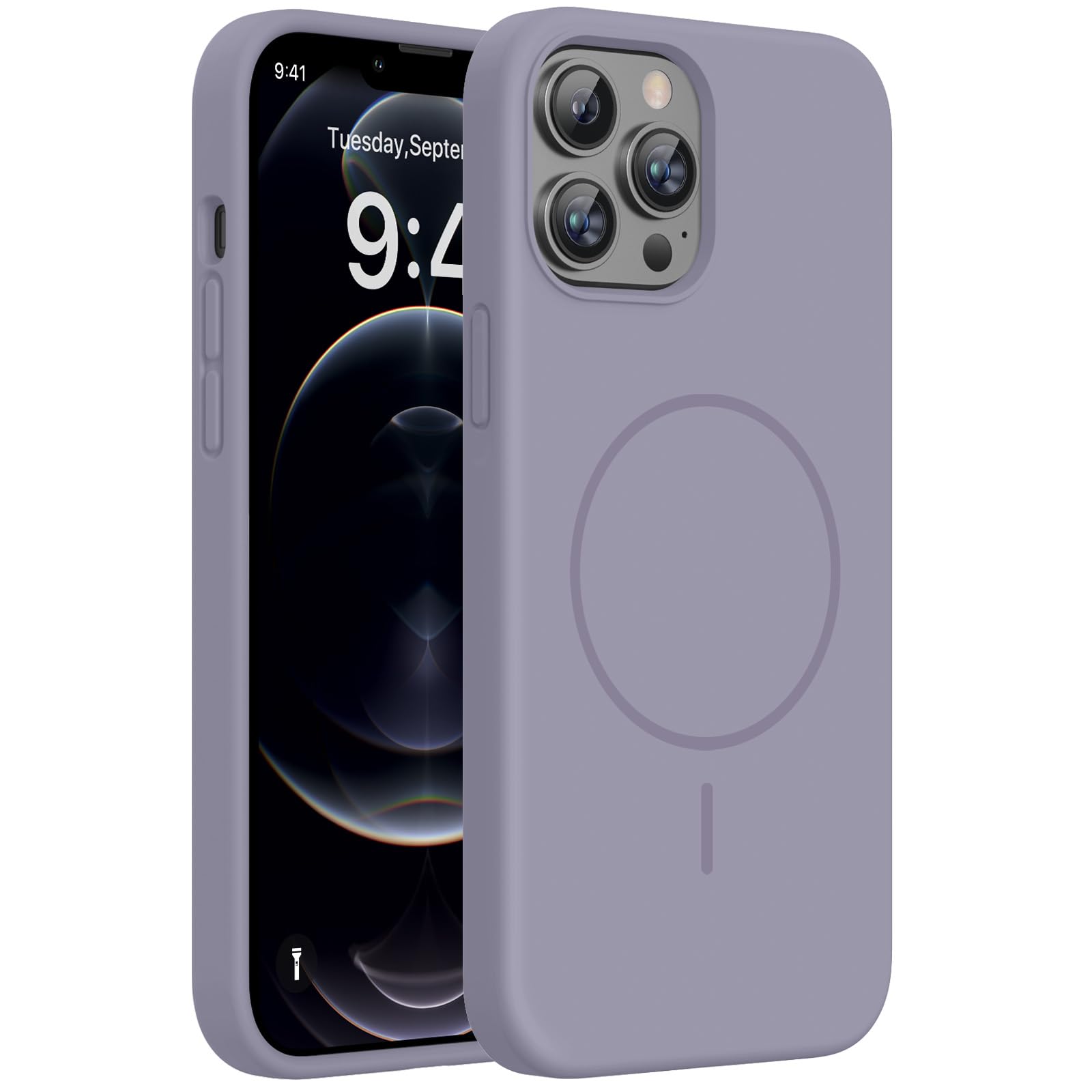 Miracase Silicone &amp; Magnetic for iPhone 12 Pro Max Case, Lavender Gray