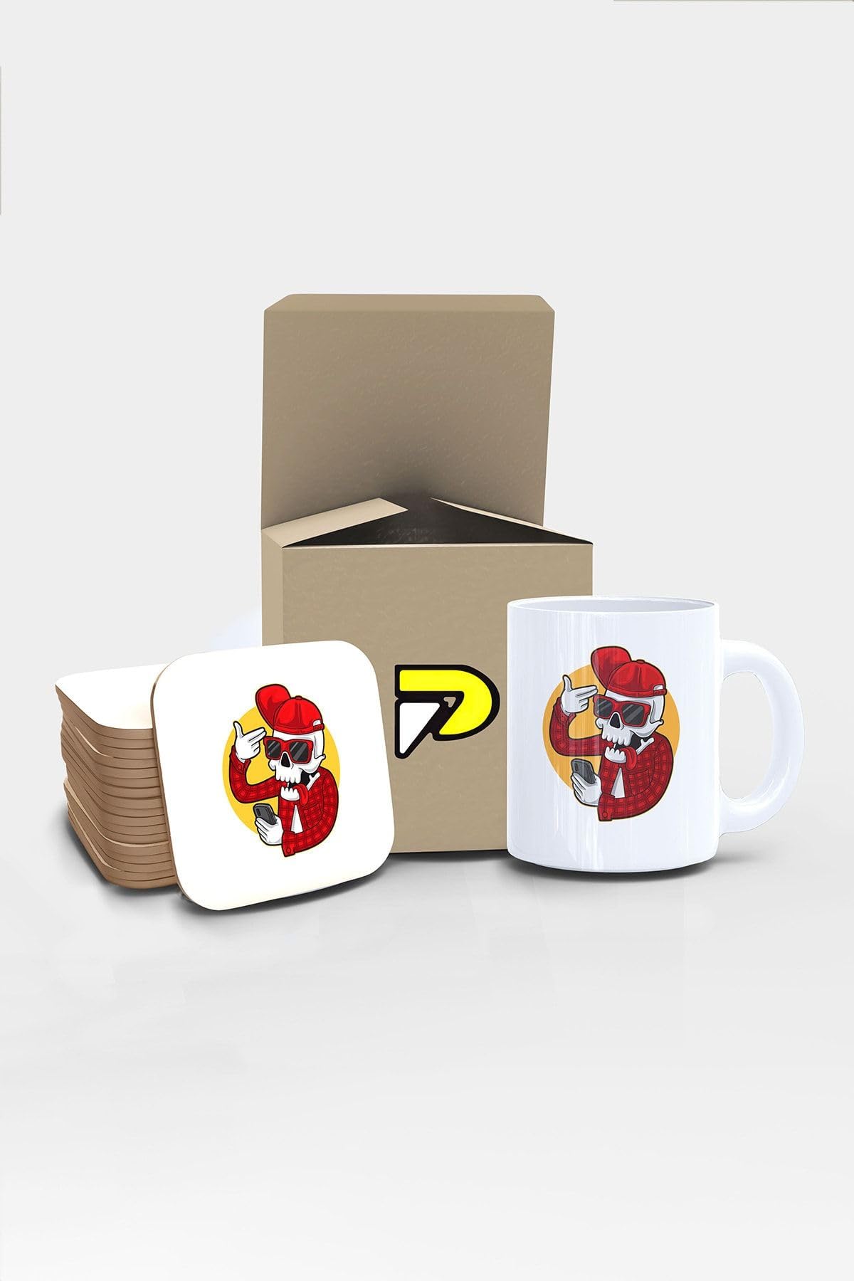 Postermanya Tarz Iskeletor Tasarımlı Baskılı Kupa Bardak Seti, Eğlenceli Özel Hediye Mug