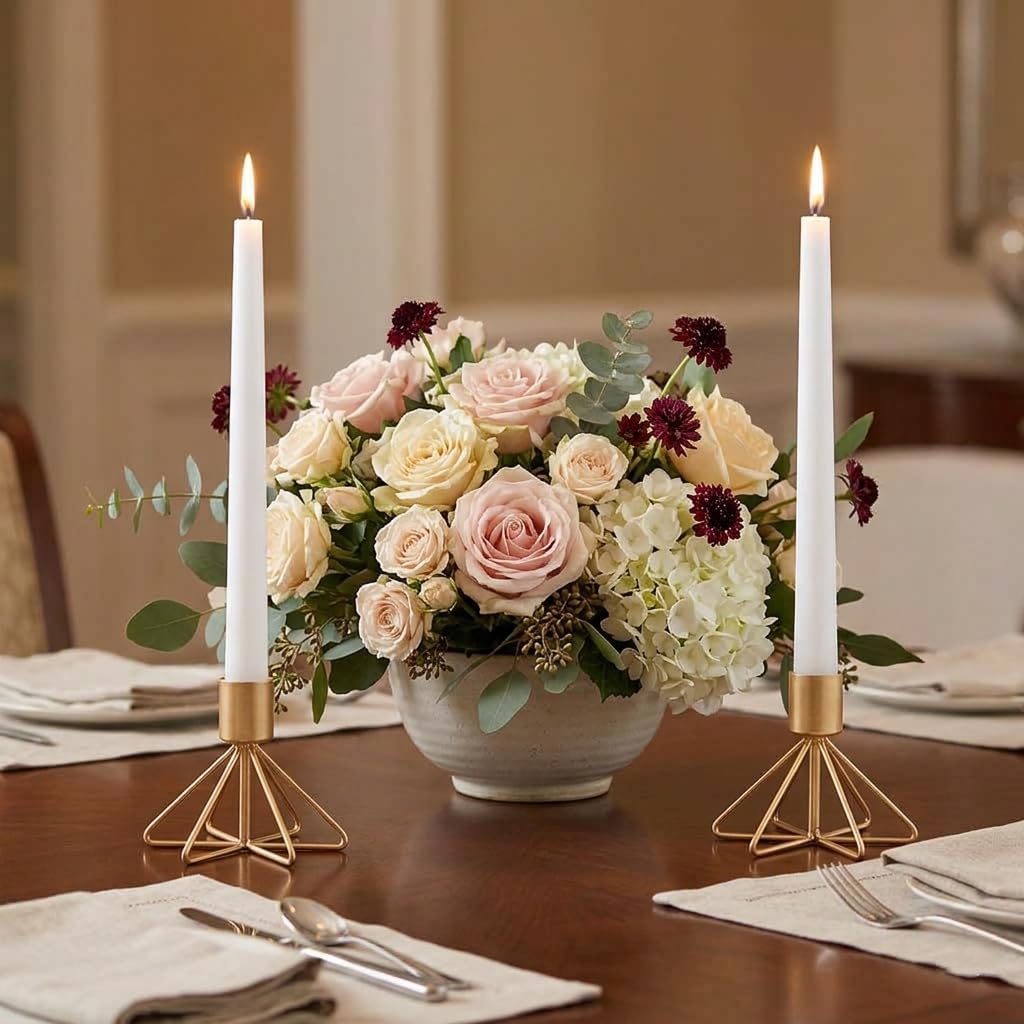 Hosley Gold Metal Taper Candle Holder Set of 6, 3 Inch High - Ideal Gift for Wedding, Party, and Special Occasion - Home Decor, Room Decor, Bedroom Decor, Aromatherapy, Reiki, Spa image 3
