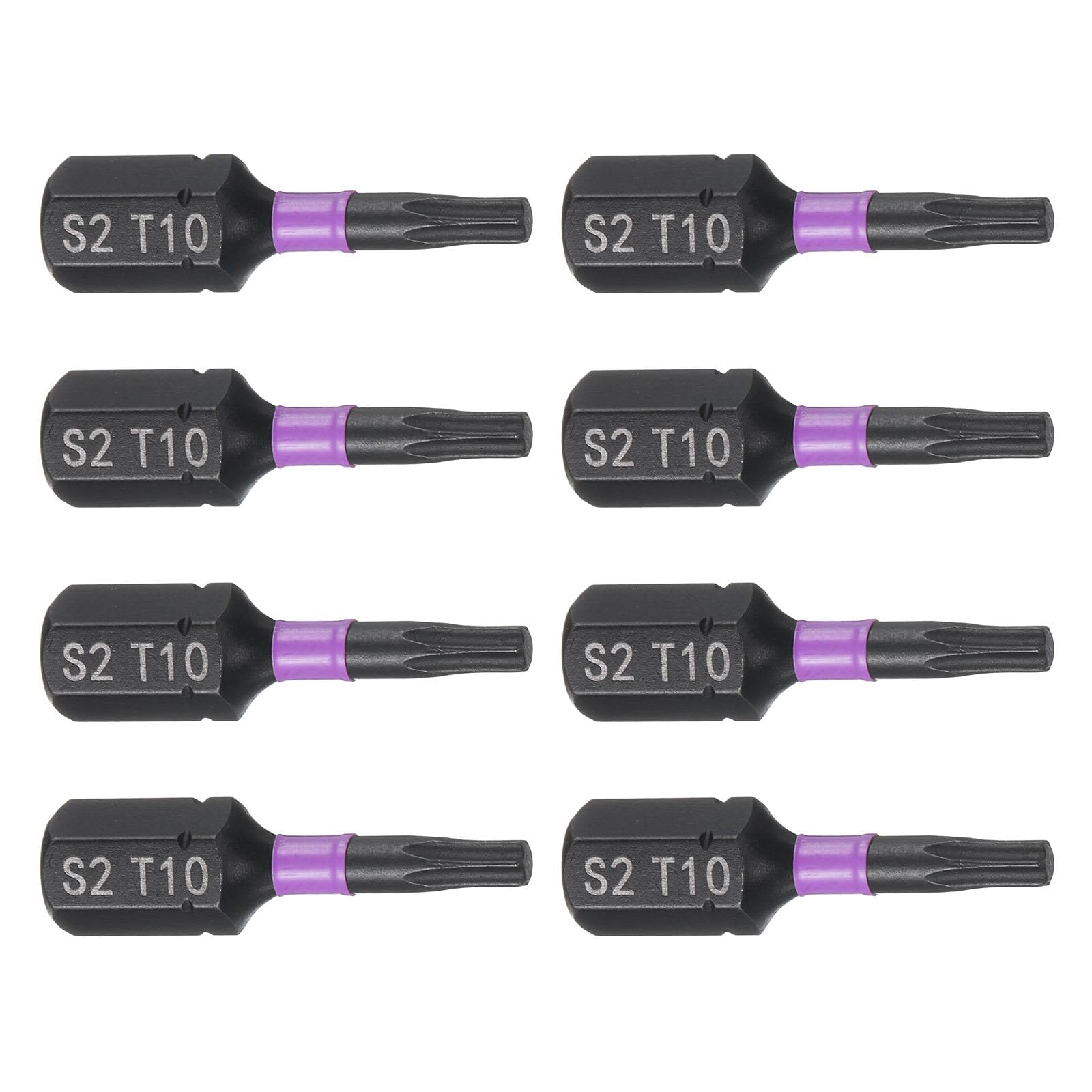 TA-VIGOR 8pcs T10 Torx Screwdriver Bits, 1/4" Hex Shank 25mm/1" Length Magnetic Star Screwdriver Bits S2 Steel Torx Bit Set for Electric Screwdriver, Wood Metal Repair