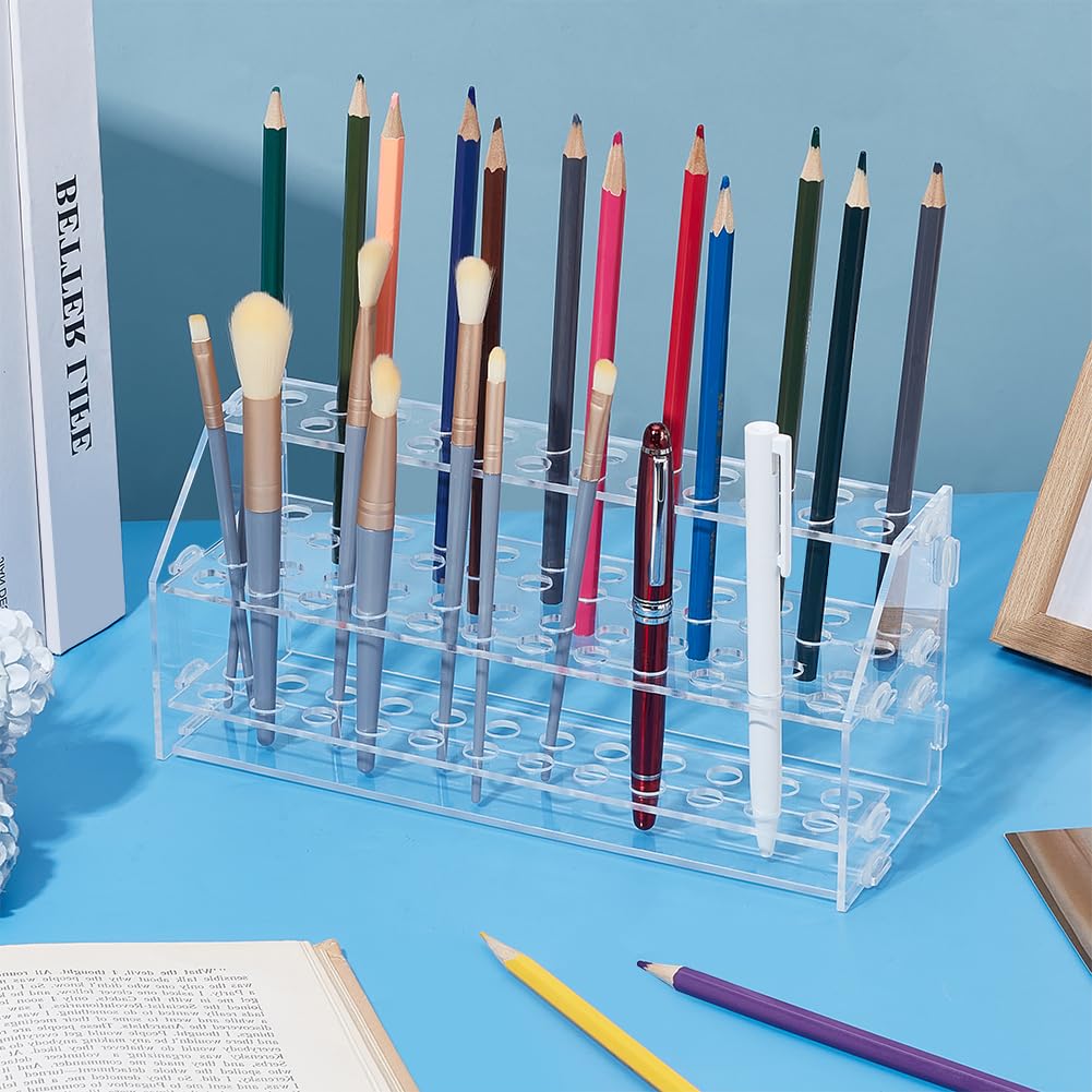 PH PandaHall Présentoir Porte-Stylo Acrylique, 36-Trou Rack à Stylos Transparent Organisateur Pinceaux à Ongles Présentoir Maquillage Brosse Organisateur pour Domicile Bureau Magasin Utilisation