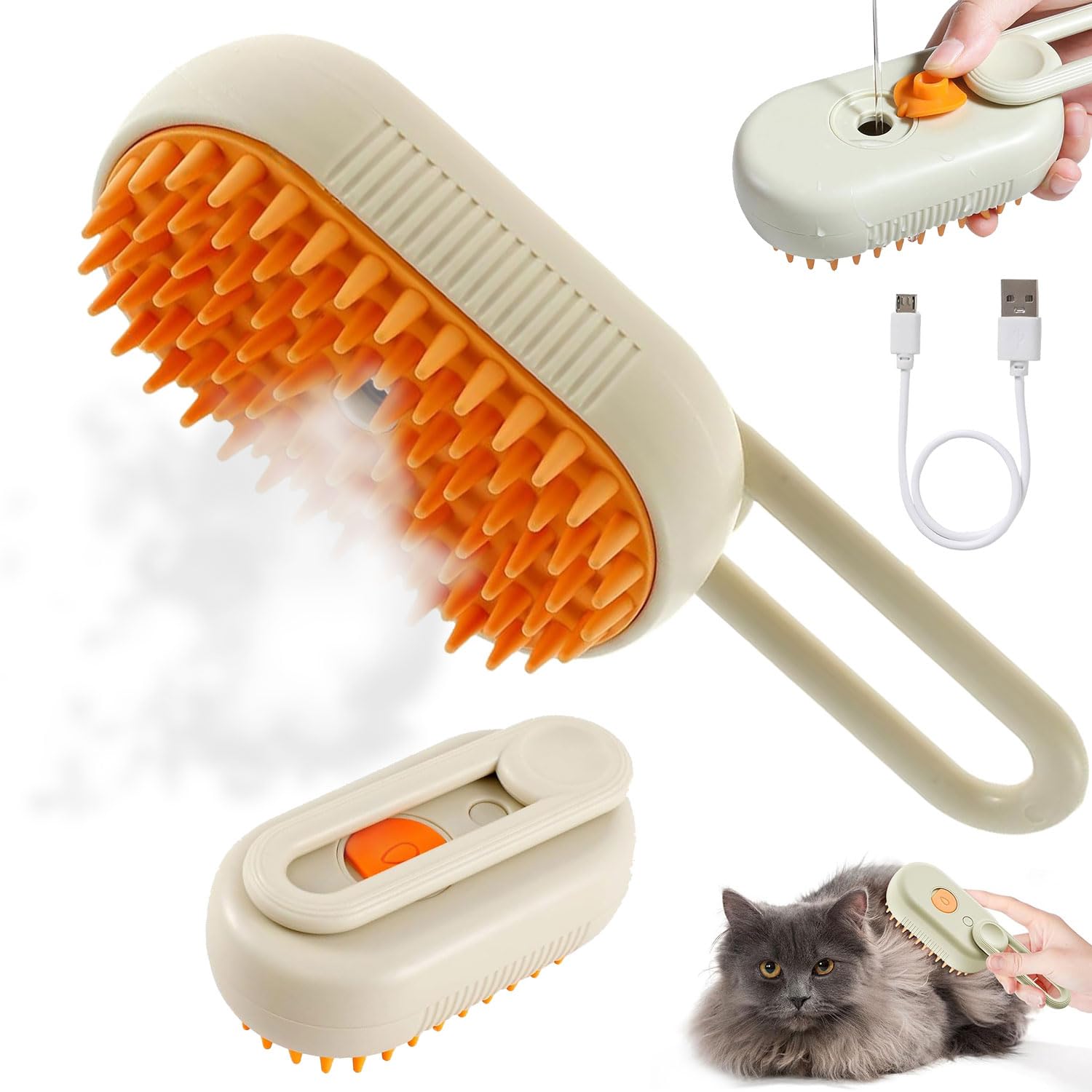 Spazzola Gatto Serbatoio Spazzola Per Gatti Con Serbatoio Acqua - 2 Pezzi, Per Pelo Corto E Lungo Rimozione Pelo Animali