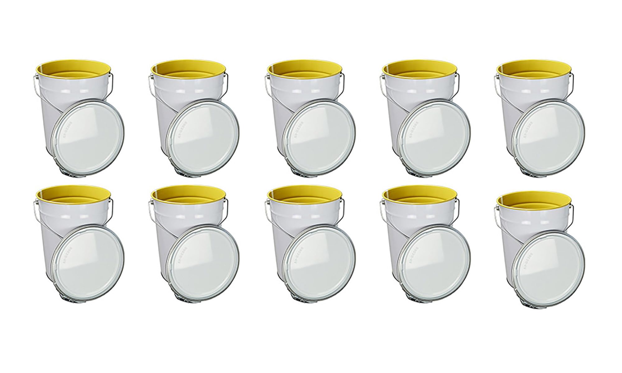 Itp Packaging White 15 Litre Metal Pail Bucket Drum With Lid & Ring Closure, Un Approved, Lacquered Interior For Water Based Products (10)
