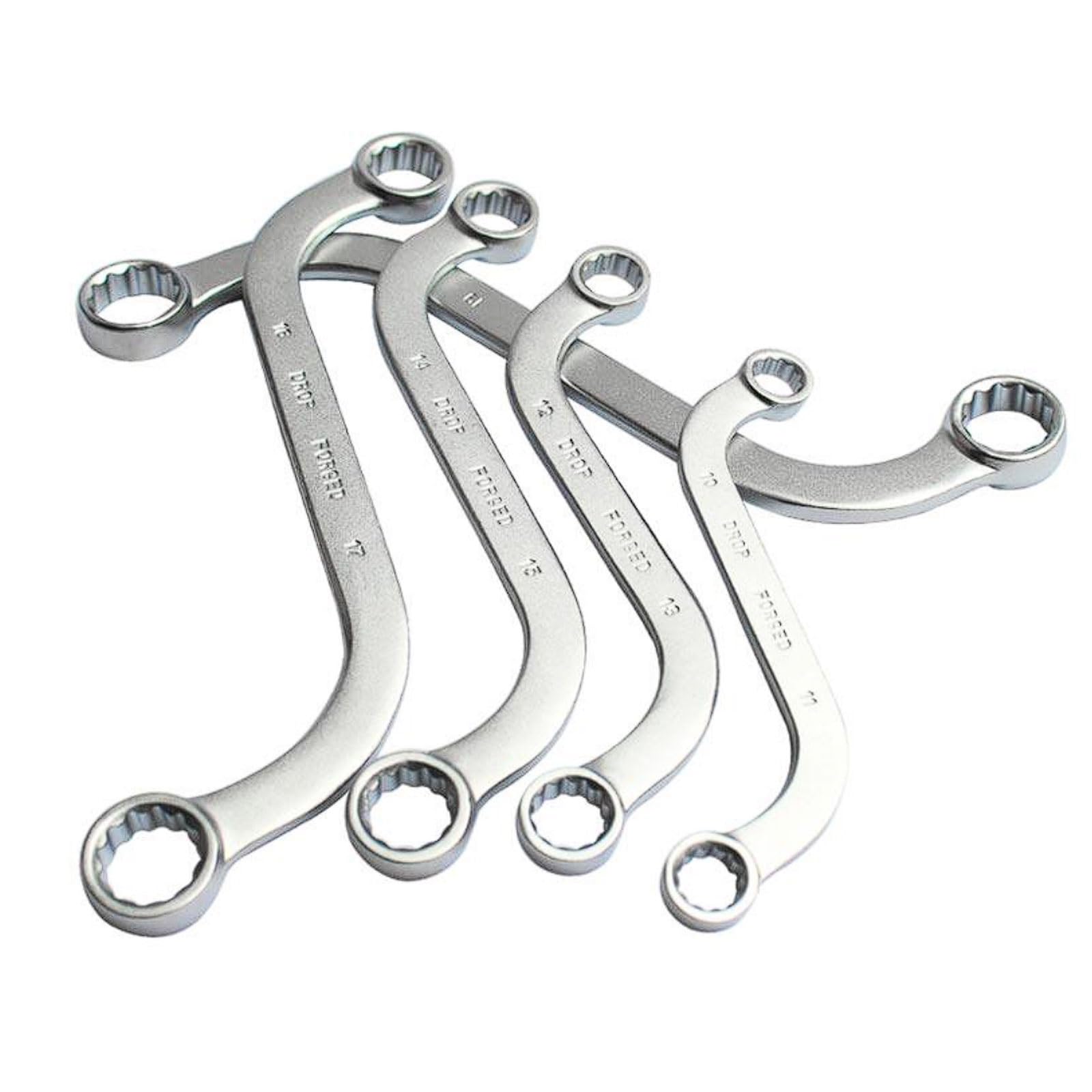 Set di Chiavi a Tubo a S 5 Pezzi, Design Semi-Circolare Irregolare, 10-19mm, Acciaio Cromo Vanadio, Finitura Opaca Antiscivolo