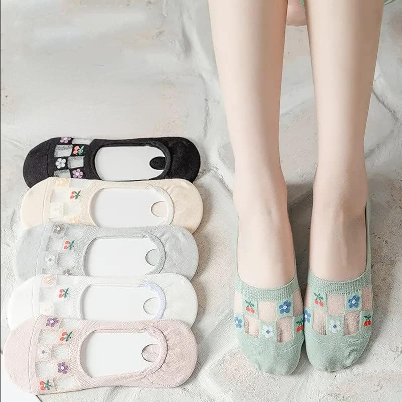 Vista 2 de CYee 6 pares de calcetines planos de malla transparente transparente para mujer, calcetines de malla transparente que no se ven de red, calcetines