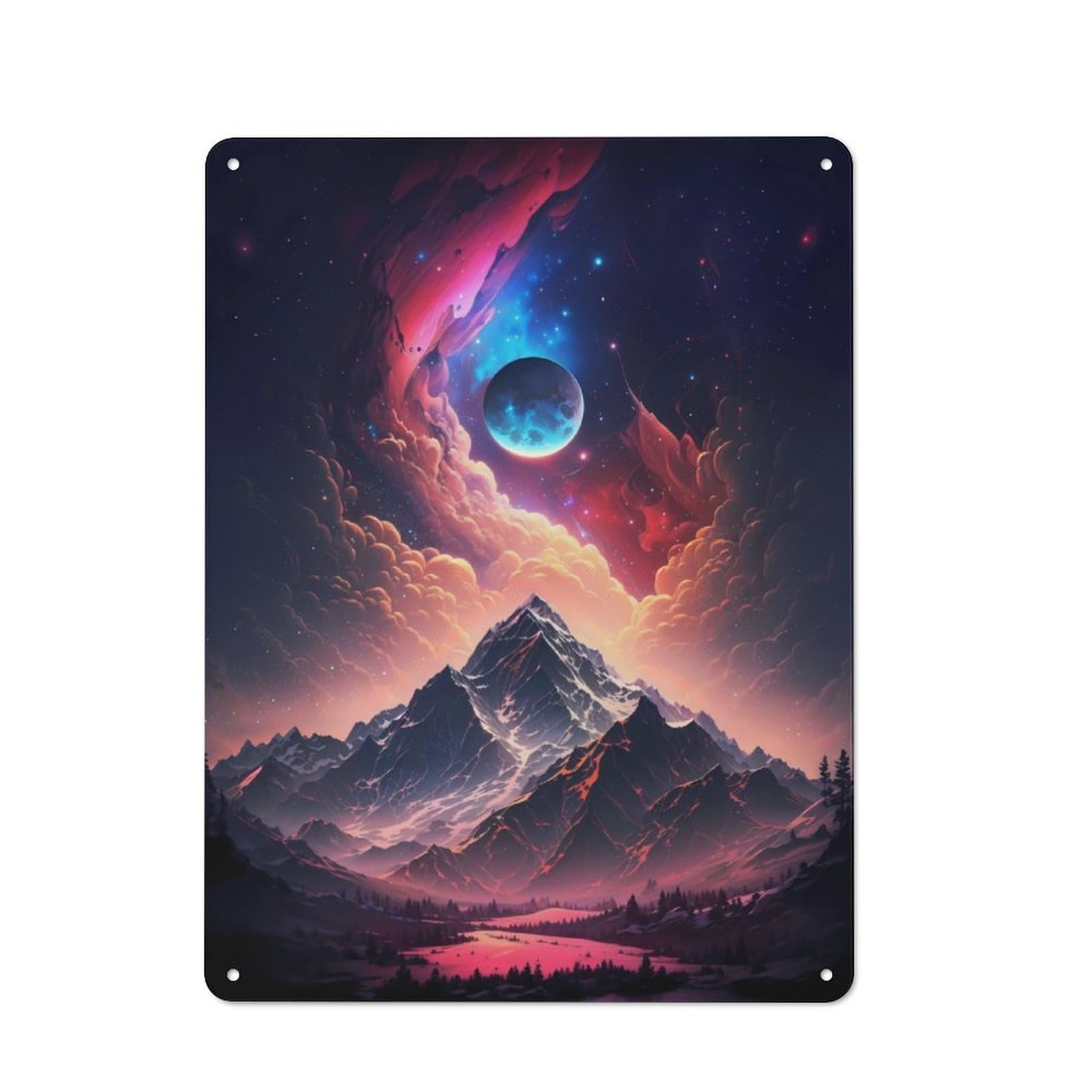 Junmoney Nebula Mountains Rustic Metal Sign 40X30cm Featuring For Hallway Wall, For Collectors Decorating Hallways And Entrance Areas