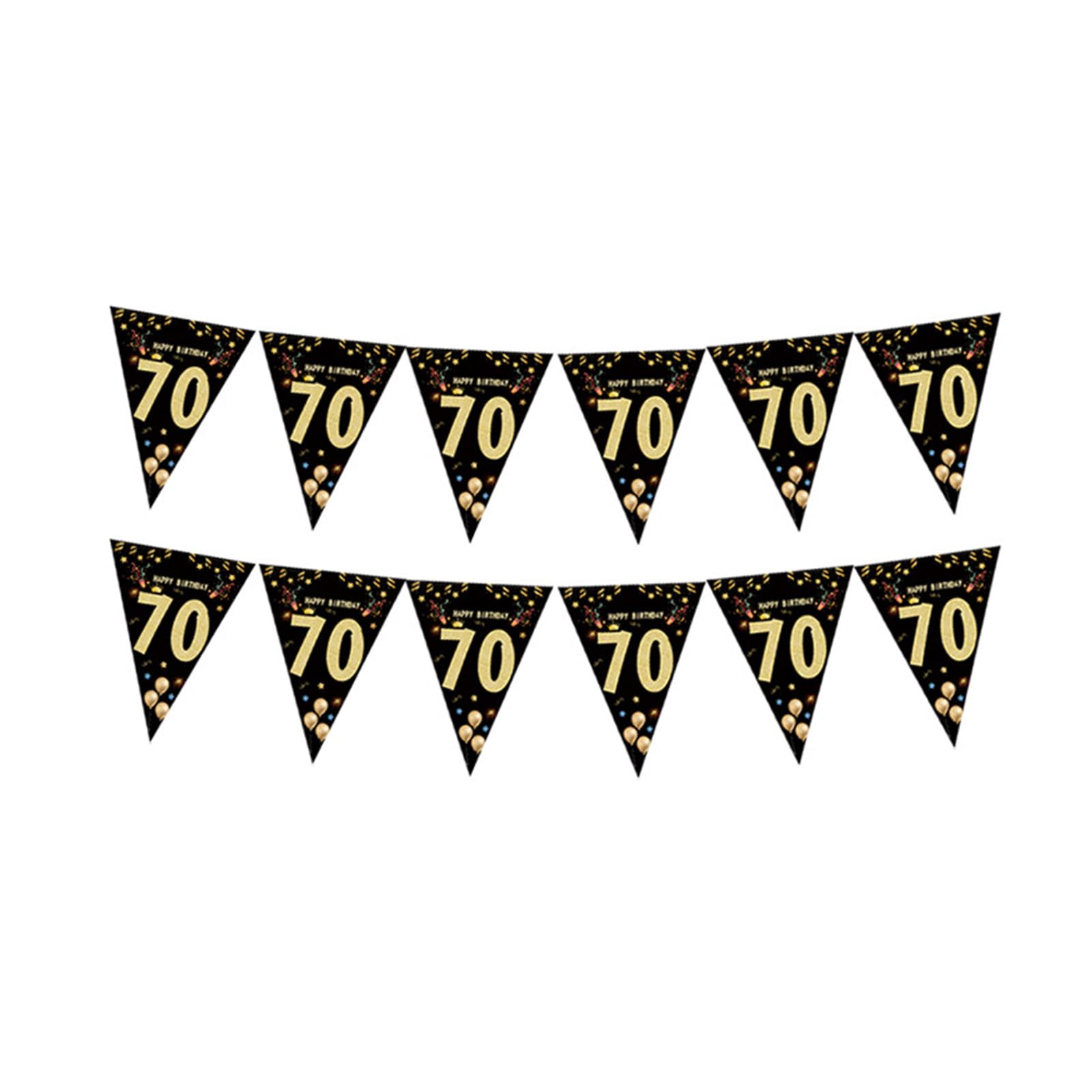 XuQiZZpp Party Bunting Hanging Decoration Black Gold Triangular Pennant Ornament Birthday Photography Props for Adult Stylish Party Supplies